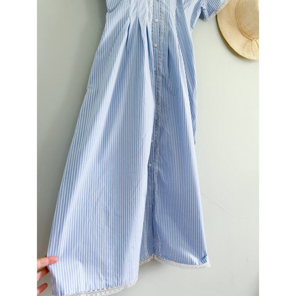 J.Crew | NWT Wren lace-trim shirt-dress in blue white stripe | Sz 8 - Picture 4 of 12